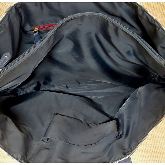 Tommy Hilfiger Navy Blue & White Plaid Large Tote Purse Shopper Shoulder Bag - Picture 7 of 8